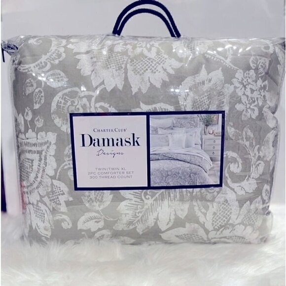 NEW CHARTER CLUB DAMASK Jacobean 300-Thread Count Duvet Sets twin XL bedding . - Picture 3 of 5